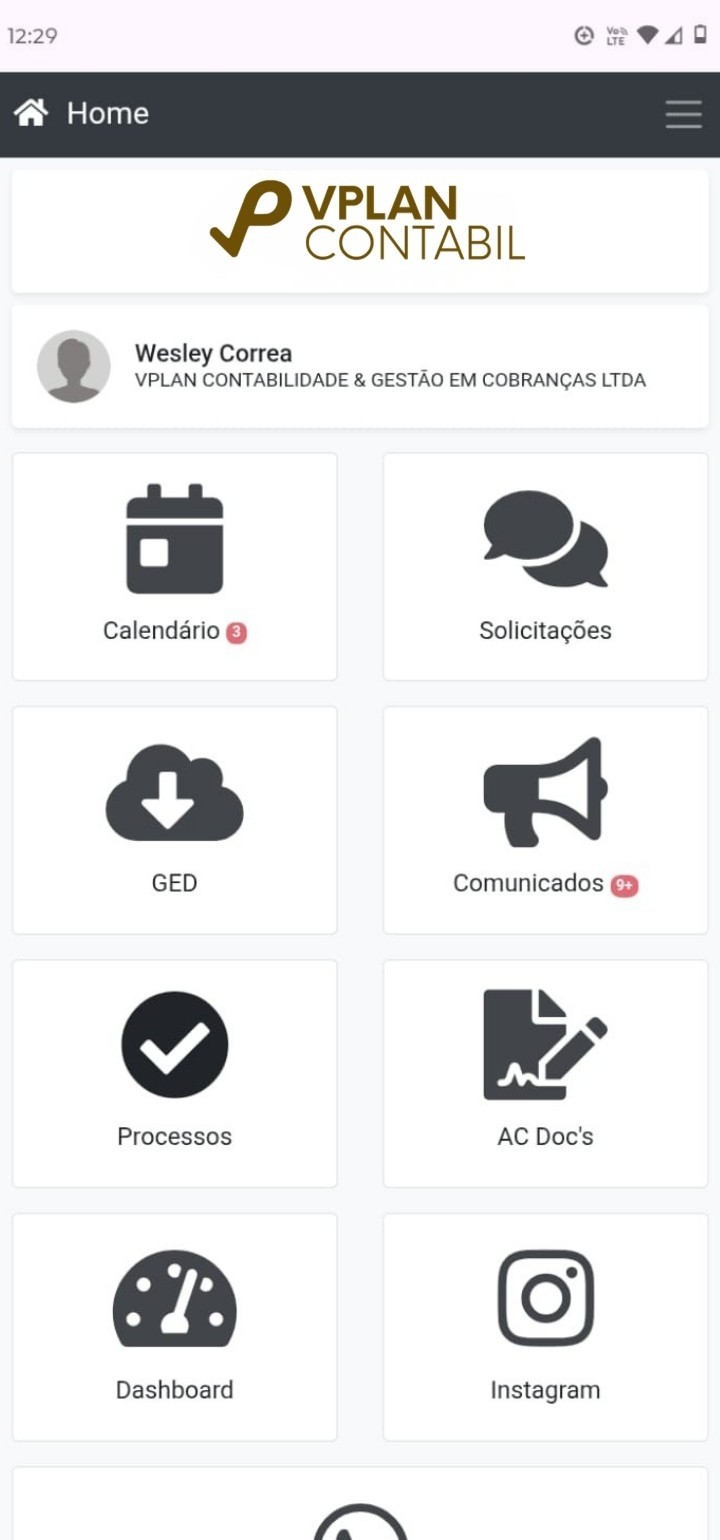 Tela do aplicativo VPlan